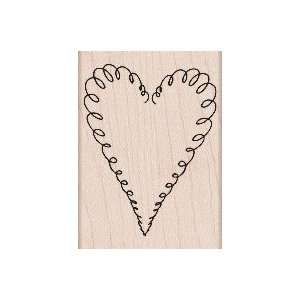  Curly Heart Wood Mounted Rubber Stamp (F5020) Arts 