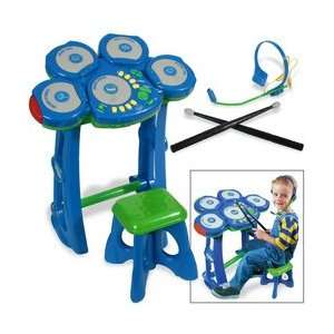    Lite Up Sing Along Electronic Drum Set with Stool: Toys & Games