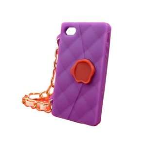  Purple 3D Handbag Funny Silicone Case Cover for iPhone 4 