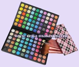 120 Rainbow Eyeshadow Palette 9pc brush set kit Combo21  