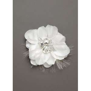   Flower Clip with Feather Sprays Style F7585, Bridal Wedding Fascinator