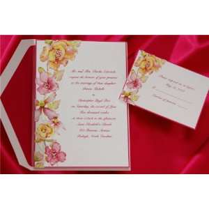  Hot Pink Flower Arrangement Wedding Invitations