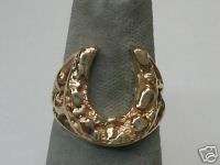 Texas Horseshoe Yellow Gold Nugget Ring (866)  