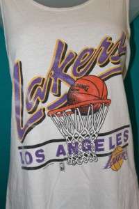 VINTAGE 1980s Lakers T Shirt Los Angeles 100% Cotton Tank Top 