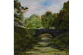 English Impressionist River Bridge Oil Painting  