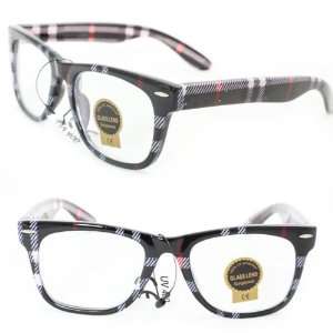   Wayfarer Fashion Sunglasses 1888 Black Checker Plastic Frame Clear