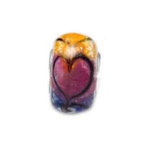   Style Muti color Heart Venetian Glass European Charm Bead Jewelry