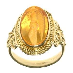   Tagliamonte 14k Yellow Gold Amber Venetian Glass Ring, Size 7: Jewelry
