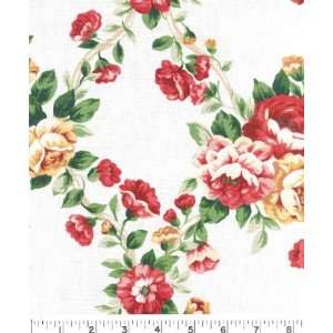   Wide FLORAL TRELLIS   ROSE Fabric By The Yard: Arts, Crafts & Sewing