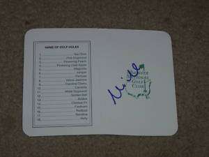 Mike Weir Signed Masters Scorecard  