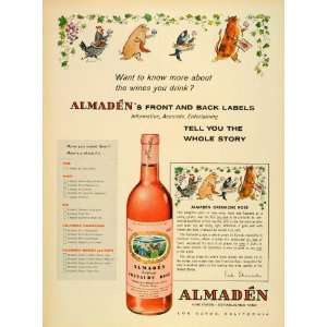  1960 Ad Almaden Grenache Rose Los Gatos Vineyards Wine 