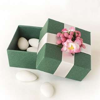 Pink Blossom Green Wedding Favor Christmas Gift BOX  