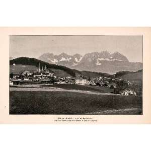 1899 Print Kitzbuhel Kaiser Mountains Tyrol Alps St Catherine Church 