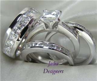 His Hers Engagement Wedding Band Ring Set Mens Womens  