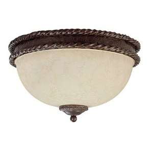Highlands Two Light Flush Mount in Weather Brown Size 7 H x 15 W x 