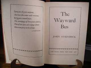 THE WAYWARD BUS, John Steinbeck, First Edition  