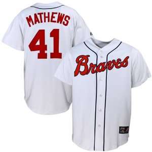  Majestic Atlanta Braves #41 Eddie Mathews White Throwback 