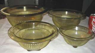 ART DECO FEDERAL RIBBED DEPRESSION GLASS MIXING KITCHEN NESTING BOWL 