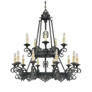   Light Chandelier, Slate Finish with Venetian Glass with Clear Crystal