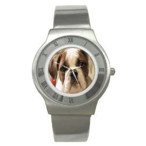 American Bulldog Puppy Dog Stainless Steel Watch GG0009