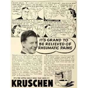  1941 Ad Kruschen Salts Comic Strip Tom Rheumatism Boss 
