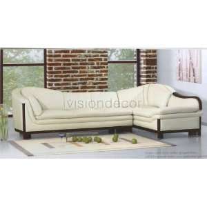  2 Pcs Italian Leather Sectional Sofa Set in Cream