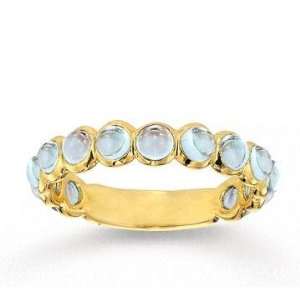    14k Yellow Gold Bezel Cabochon Moonstone Stackable Ring: Jewelry