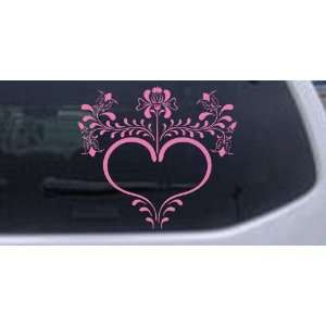 Pink 16in X 14.2in    Heart with Flowers And Vines Car Window Wall 