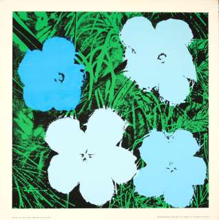 Warhol Flowers Poster 1970 original on heavy paper (BLUE)  