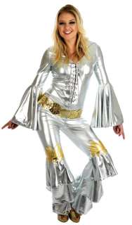 Adult Silver Dancing Queen Costume (Small) Fancy Dress  
