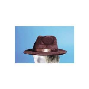  Brown Flocked Fedora Hat 