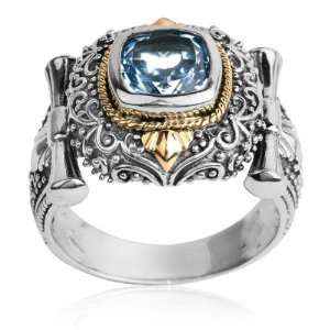 Athena Jewelry Sterling Silver and 14k Gold Sky Blue Topaz 