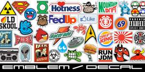   KIT OLD SCHOOL STICKER BOMB DECAL LOT RACING BRAND SPOOF FUNNY  