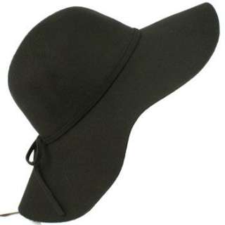 Winter Wool Ribbon Hat Floppy Ribbon 4 3/8 Brim Black  