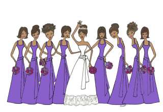 Bridal cards 8 bridesmaid PURPLE African American  