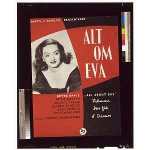  Alt om Eva,Bette Davis,Motion Picture Poster,1952