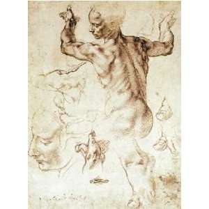  Anatomy Sketches (Libyan Sibyl) by Michelangelo . Art 
