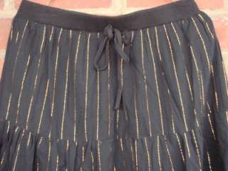 Black Elastic Waistband Cotton Tiered Skirt US Size M L XL  