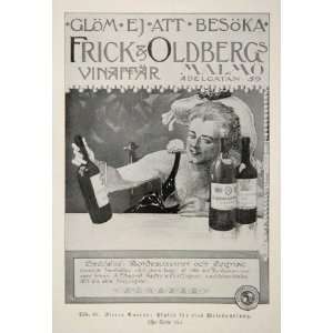  1903 Vicke Andren Frick Oldbergs Cognac Wine Print Ad 