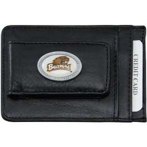   Beavers Black Leather Money Clip & Card Holder: Sports & Outdoors