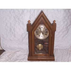  Vintage Alaron Cathedral Gothic Mantel or Wall Clock Wind 