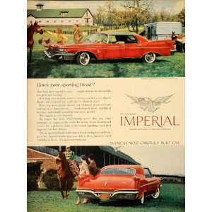 1960 Ad Vintage Chrysler Imperial Equestrian Horse Farm 