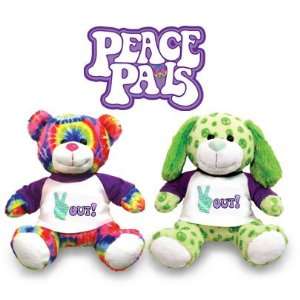   Peace Out Peace Pals green PUPPY or tie dyed TEDDY bear Toys & Games