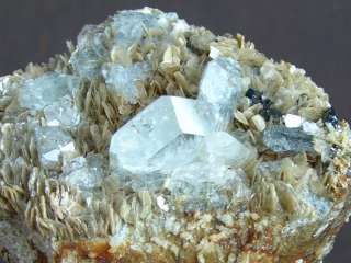 Natural 546g Aquamarine/Cassiterite Crystals,Mica,Rock  
