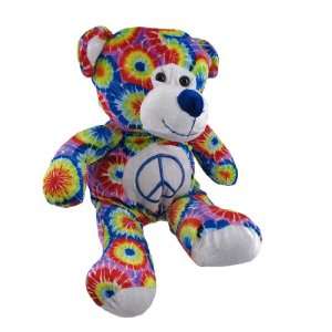  17 Inch Tie Dye Peace Sign Plush Teddy Bear: Toys & Games