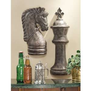 Chess Lovers Pieces Knight King Wall Sculpture Statue Figurine Gift 