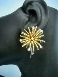 Vintage Bergere Goldtone/Rhinestone Clip On Earrings  