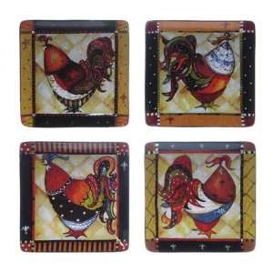  Rio Rooster by Jennifer Garant Square Dinner Plate (Set of 