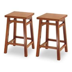   Leg and Seat Stool 24 Inches  2  Pieces Walnut Finish: Home & Kitchen