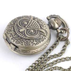  Vintage owl brass pocket watch antique chain necklace by 